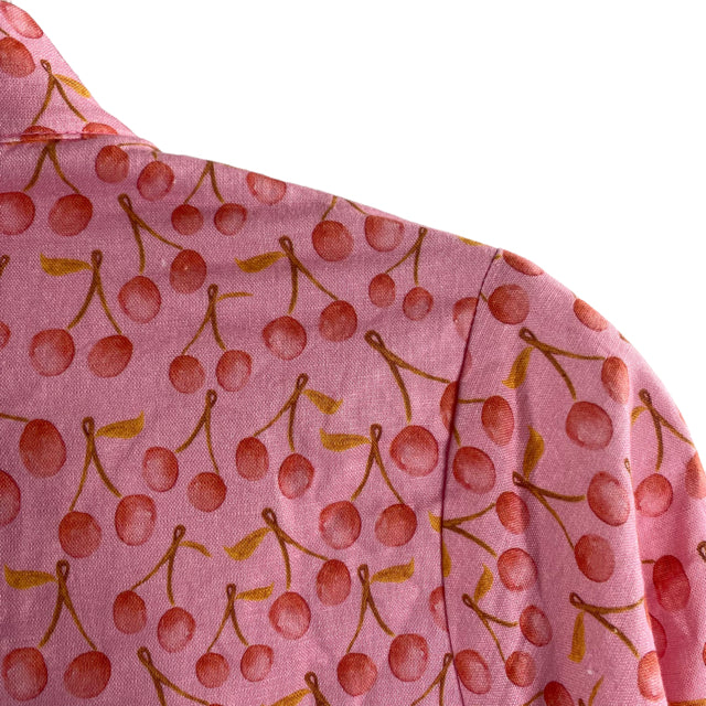 BROOKE WRIGHT Size SMALL Pink Cherries 3/4 Sleeve DRESS