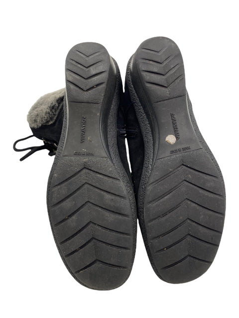 AQUATALIA Size 7 1/2 Black/Gray Laced Fur BOOT