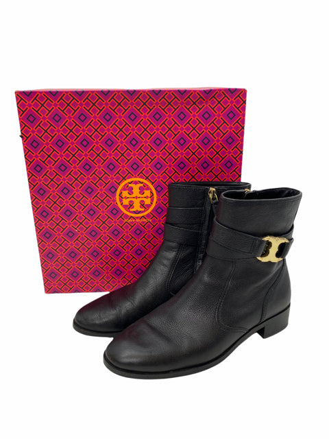TORY BURCH Size 7 1/2 N Black Ankle Leather BOOT