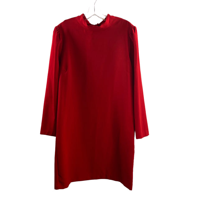 HALOGEN Size SMALL Red Long Sleeve Polyester Blend DRESS