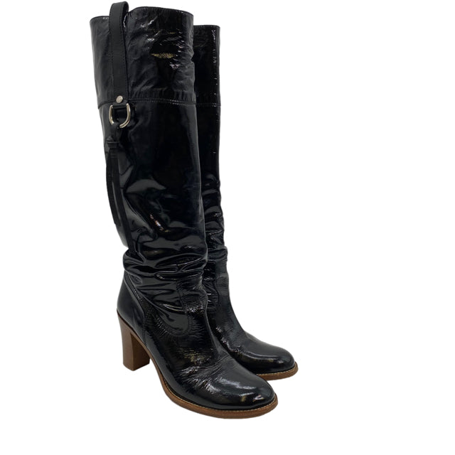 COACH Size 6 Black Knee High Patent Leather BOOT