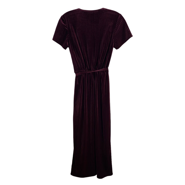 RACHEL ROY Size X-SMALL Cranberry Ribbed Short Sleeve Velvet NWT DRESS