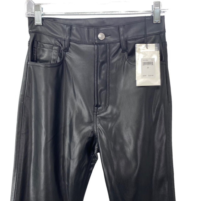 7 FOR ALL MANKIND Size 26 Black Faux Leather NWT PANTS