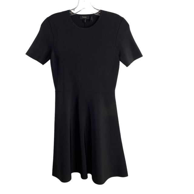 THEORY Size PETITE Black Short Sleeve Rayon Blend DRESS