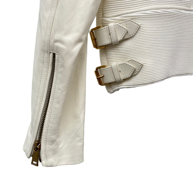 RALPH LAUREN Size X-LARGE Cream Ribbed Leather NEW! JACKET