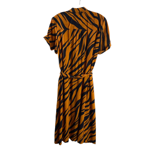 MAEVE Size MEDIUM Orange/Black Zebra Short Sleeve DRESS