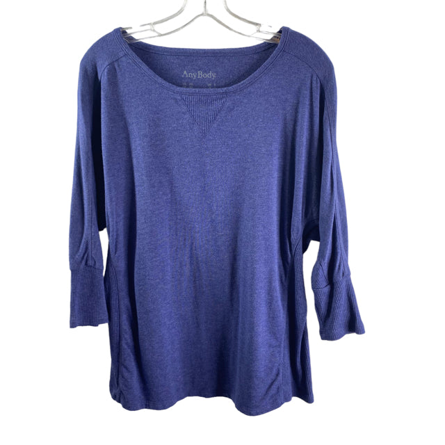 ANYBODY Size X-SMALL Blue 3/4 Sleeve Cotton Blend TOP