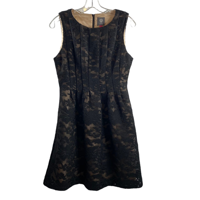 VINCE CAMUTO Size 6 Black Lace Overlay Sleeveless Polyester DRESS