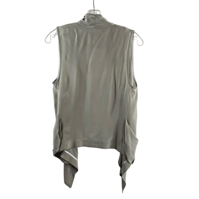 TOPSHOP Size 4 Sage Sleeveless Open Front Polyester TOP