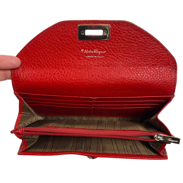 FERRAGAMO Red Leather BOX WALLET