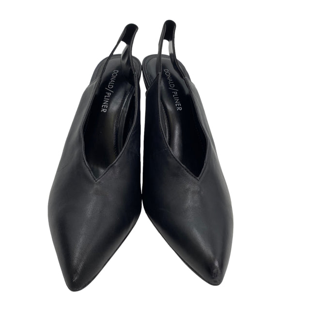 PLINER Size 7 1/2 Black Sling Leather SHOE