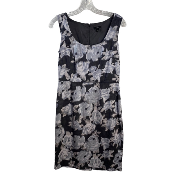 ANN TAYLOR Size 0 Gray Print Sleeveless Silk blend DRESS