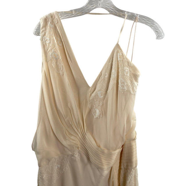HAUTE HIPPIE Size MEDIUM Blush/Cream Applique Strappy Silk DRESS