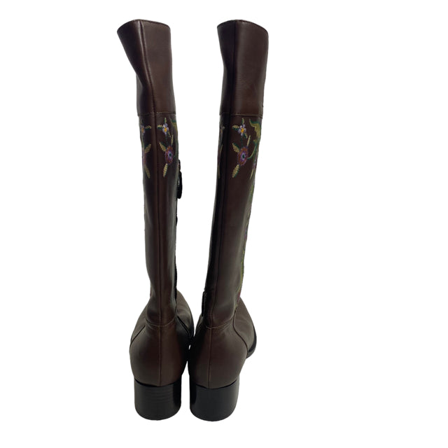 CAR SHOE Size 39 1/2 Brown/Multi Knee High Leather BOOT