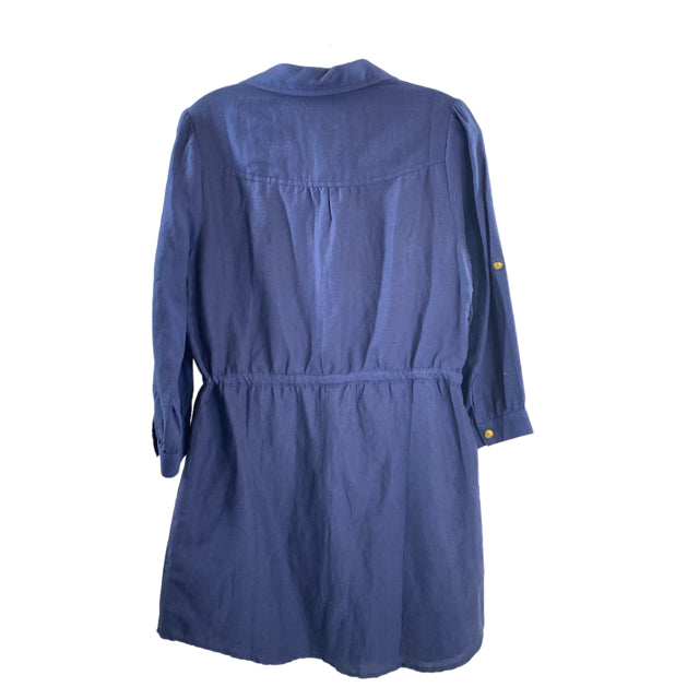 julie brown Size 8 Dark Blue Long Sleeve Linen Blend NWT DRESS