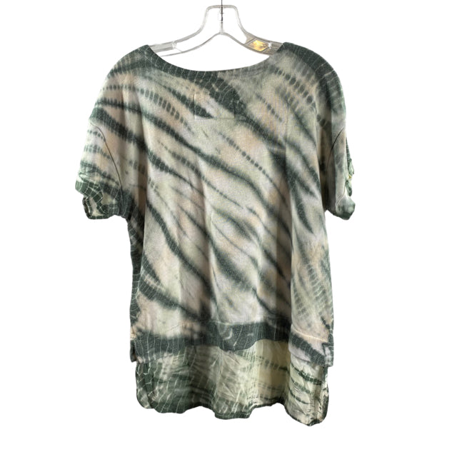 ANDREW MARC Size LARGE Green Tie Dye Short Sleeve NWT BLOUSE