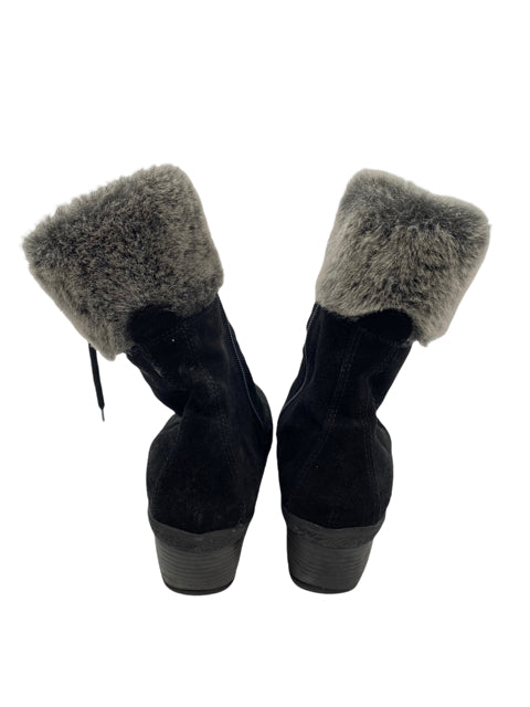 AQUATALIA Size 7 1/2 Black/Gray Laced Fur BOOT