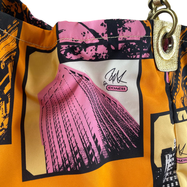 COACH Orange/Pink Pop Art Nylon Chain NWOT PURSE