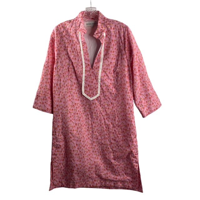 BROOKE WRIGHT Size SMALL Pink Cherries 3/4 Sleeve DRESS