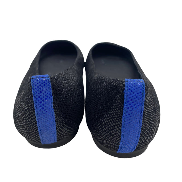 VIAJIYU Size 37 Black/Blue Flats Metallic Leather NWOT SHOE