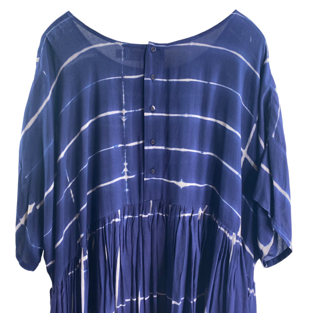 NORBLACK NORWHITE Size X-LARGE Blue/White Print Short Sleeve Modal DRESS