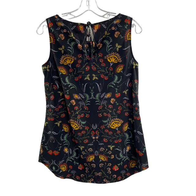 CABI Size SMALL Black/Multi Floral Sleeveless Tunic Length Polyester TOP