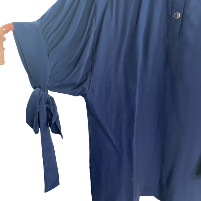 CLUB MONACO Size 10 Navy Sleeve Details Short Sleeve Viscose DRESS