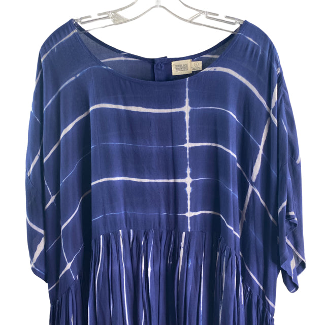 NORBLACK NORWHITE Size X-LARGE Blue/White Print Short Sleeve Modal DRESS