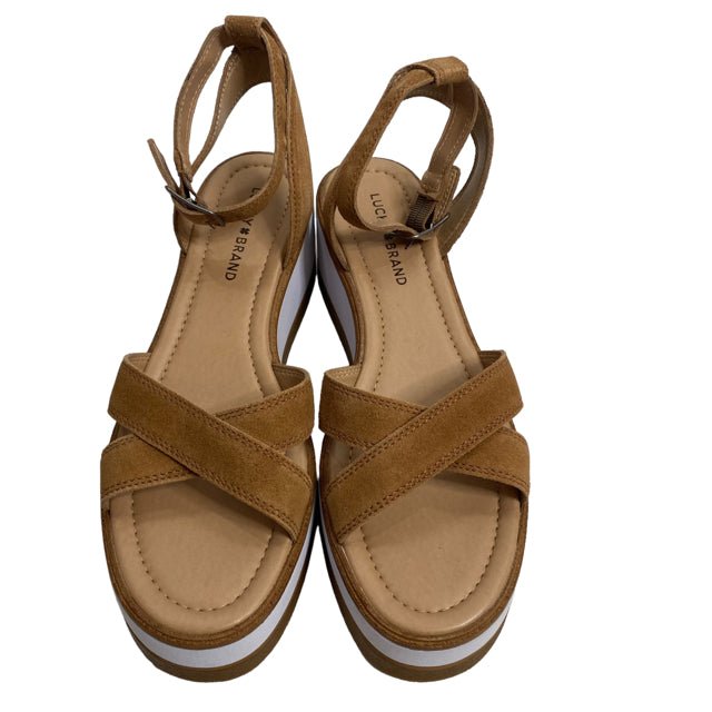 LUCKY Size 11 Beige/White Platform Sandal Leather NWOT SHOE
