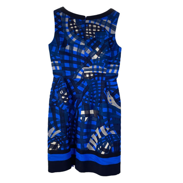 OSCAR DE LA RENTA Size 14 Blue/Black Embroidered Sleeveless NEW! DRESS