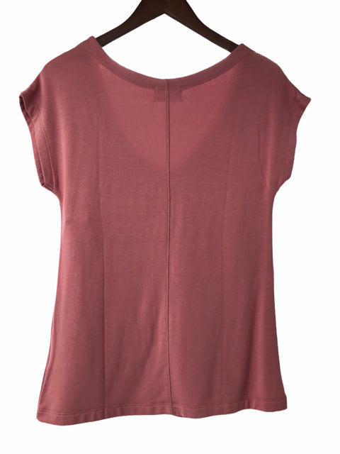 PURE FIBER Size SMALL Pink Short Sleeve V-Neck TOP