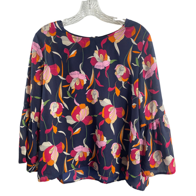 W5 Size LARGE Navy/Multi Floral Bell Polyester TOP