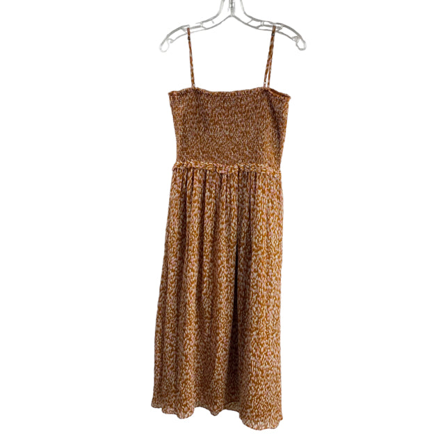 JOIE Size LARGE Orange/Cream Print Strappy Silk DRESS