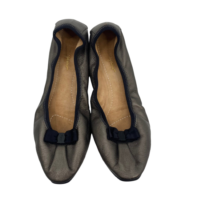 FERRAGAMO Size 11 Bronze/Blk Ballet Leather SHOE