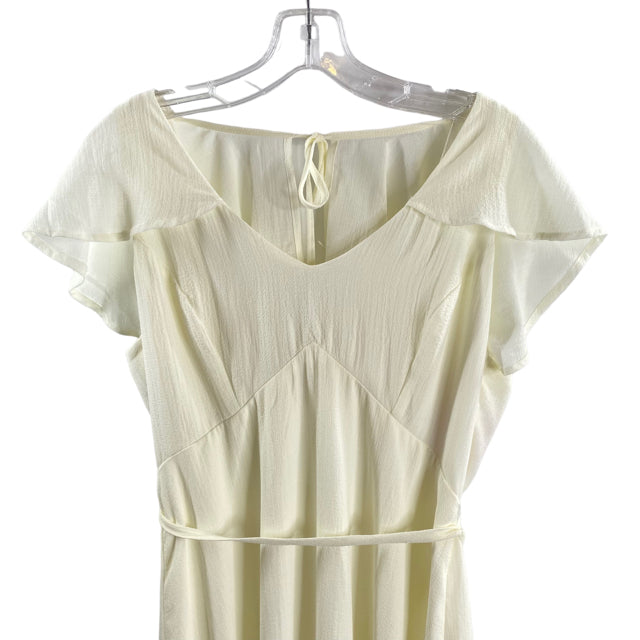 LEITH Size MEDIUM Cream Flutter Sleeve Polyester Blend DRESS